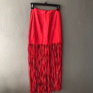 H&M Coachella Red Fringe Skirt
